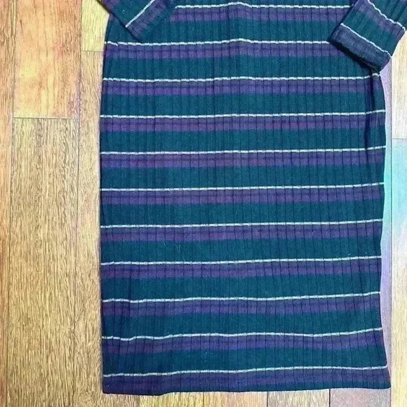 Dynamite | Striped long sleeve sweater black purple tan dress size medium - Picture 2 of 6